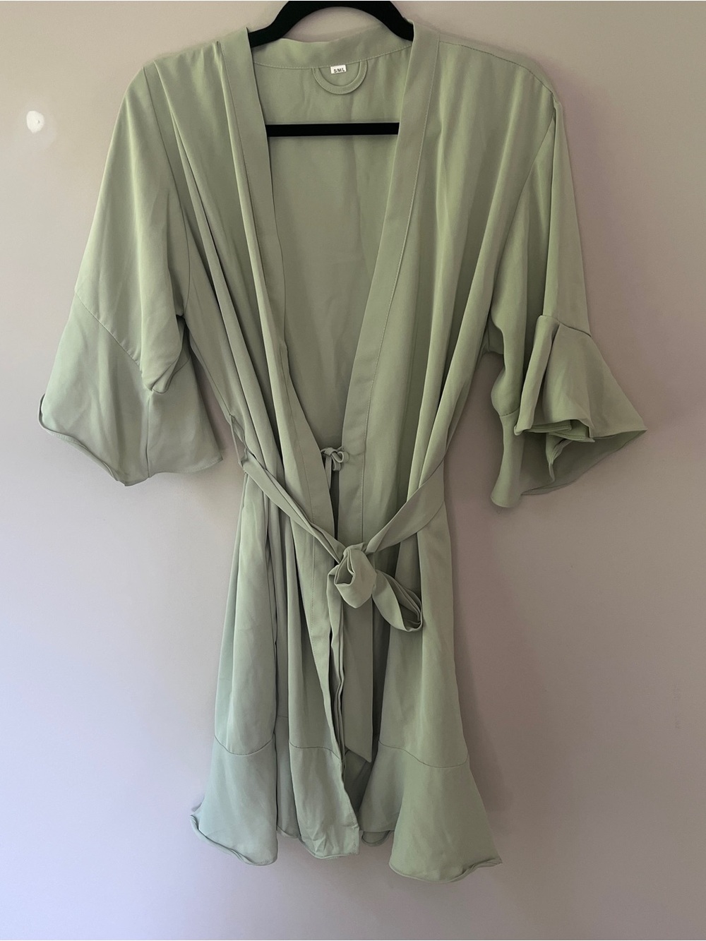Light Sage Green Wrap Robe with Tie Belt